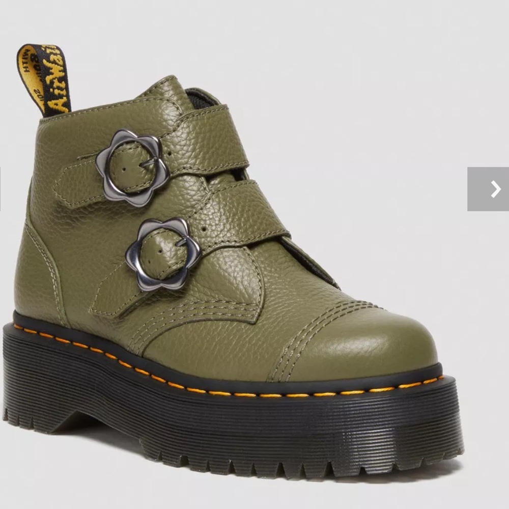 DEVON FLOWER BUCKLE LEATHER PLATFORM BOOTS